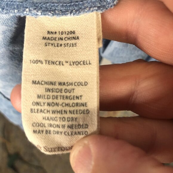 Soft Surroundings Shirt Womens 2X Blue Leopard Tencel Button Front SF3135 - Picture 7 of 16